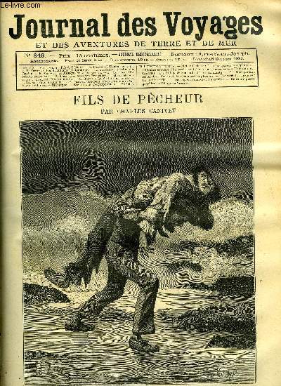 Journal des voyages et des aventures de terre et de mer n 848 - Il le chargea sur ses paules, L'homme sauvage, Perdus sur l'ocan, chapitre XIII, Une terrible rencontre, Tenacit d'un annamite, La station arienne, chapitre XII, Une pagode siamoise