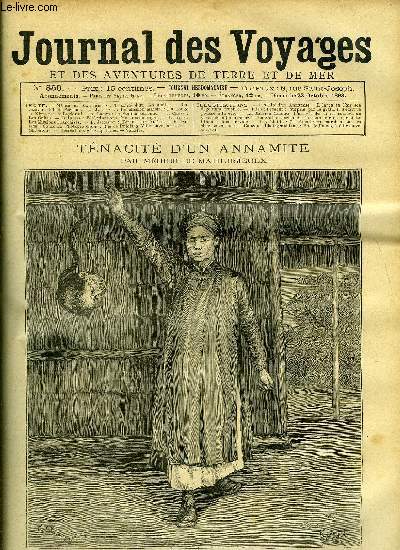 Journal des voyages et des aventures de terre et de mer n 850 - Il lana en l'air son dgoutant trophe, Fils de pcheur, II, Du Congo au Niger par le Baghirmi, La station arienne, chapitre XIII, Les chittis ou adorateurs de Krishna, Perdus sur l'ocan