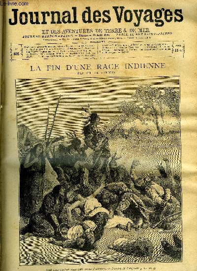 Journal des voyages et des aventures de terre et de mer n 892 - La fin d'une race indienne par Ch. de Varigny, Le balafon, Les vpres gyptiennes, II, A travers la Laponie, IV, Une position difficile, L'ile du diable, X, Le bottelage des asperges