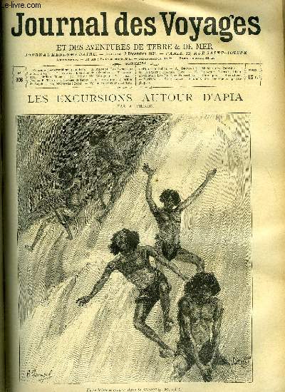 Journal des voyages et des aventures de terre et de mer n 908 - Les excursions autour d'Apia par A. Pilgrim, L'origine du Gvaudan, L'indien blanc, IV, Un voyage de M. Edouard Foa, IV, L'hritier du rajah, XV, Poppi, Le tour de France en ballon