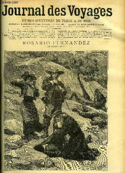 Journal des voyages et des aventures de terre et de mer n 946 - Rosario Fernandez par Lucien Biart, Les cigognes, La poste aux lphants, VIII, Obok, Le docteur yersin chez les mos, XIV, La guerre a Madagascar, Le secret du navire, VII, Le march