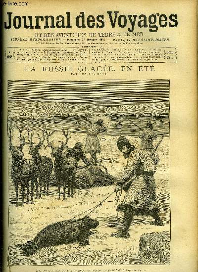 Journal des voyages et des aventures de terre et de mer n 955 - La russie glace, en t par Charles Rabot, Sans le sou, III, Ncropole gyptienne, Le docteur Yersin chez les mos, XXIII, Un duel a la navaja, Notre aile droite, Le secret du navire, XIII