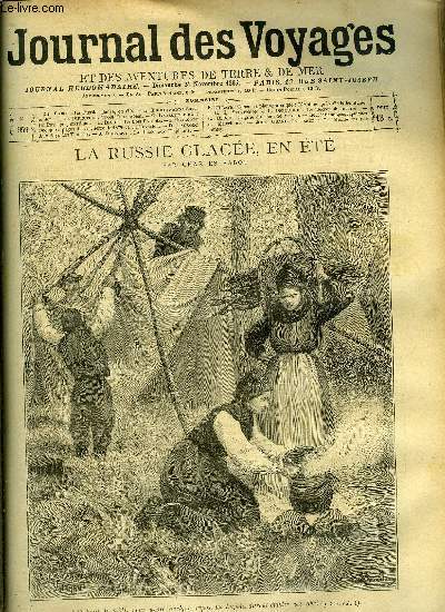 Journal des voyages et des aventures de terre et de mer n 959 - La Russie glace, en t par Charles Rabot, Sans le sou, V, Un paysage jurassique, Le bois d'Acoula, L'invasion, Aux pays des timbres, V, La poste aux lphants, XVI, Le secret du navire, XV