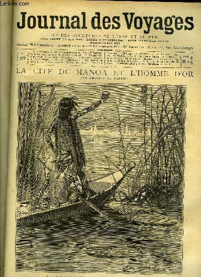 Journal des voyages et des aventures de terre et de mer n 977 - La cit de manoa et l'homme d'or par Charles de Varigny, Belfort, Sans le sou, XVI, Jrusalem, L'caillre de M. Gladstone, Les vads du Mexique, deuxime partie, La tyrannie des btes, XIV