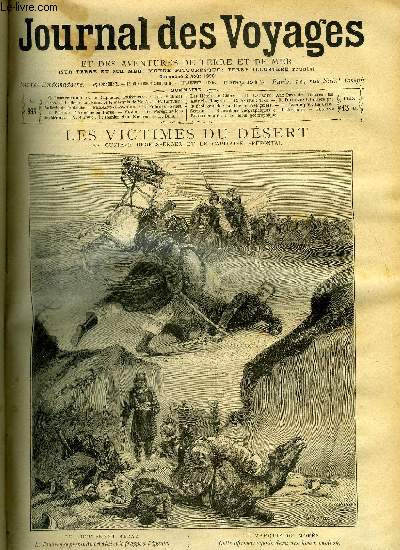 Journal des voyages et des aventures de terre et de mer n 995 - Les victimes du dsert par Gustave Regelsperger et le capitaine Prfontal, Le marquis de mors, La fille des vagues, IX, D'armnie en Perse, V, Prisonnier d'un sucuriu, Les hotels en Chine