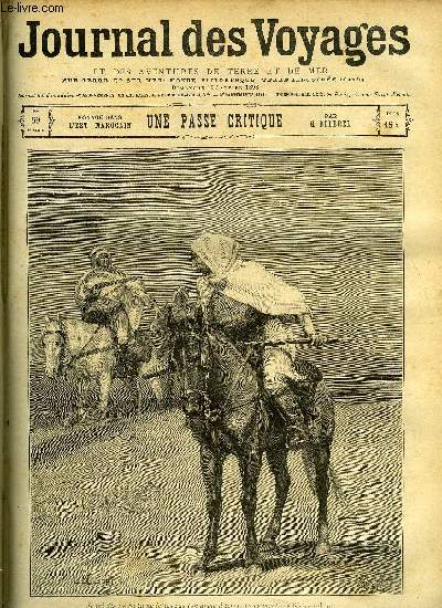 Journal des voyages et des aventures de terre et de mer n 59 - 2e srie - Une passe critique par G. Debrel, L'aventurier malgr lui, XI, La petite poste, Le voyage du dieu Thor, Livingstone et le Congo, L'ile en feu, IX, La voie douloureuse, Le hros