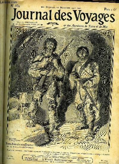 Journal des voyages et des aventures de terre et de mer n 832 - 2e srie - Mikkelsen et Iversen dans les solitudes du Groenland - Trois ans de souffrances par Gustave Regelsperger, L'cueil anthropophages par H. Delavelle, Robinsons souterrains, II