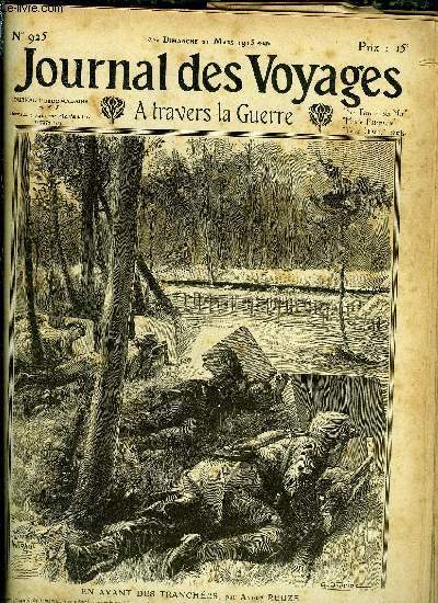 Journal des voyages et des aventures de terre et de mer n 925 - 2e srie - En avant des tranches - les terribles fils de fer par Andr Reuze, Eclaireurs robinsons, X par le colonel Royet, Au pied des croix par A. Leblanc, L'X du loetschberg