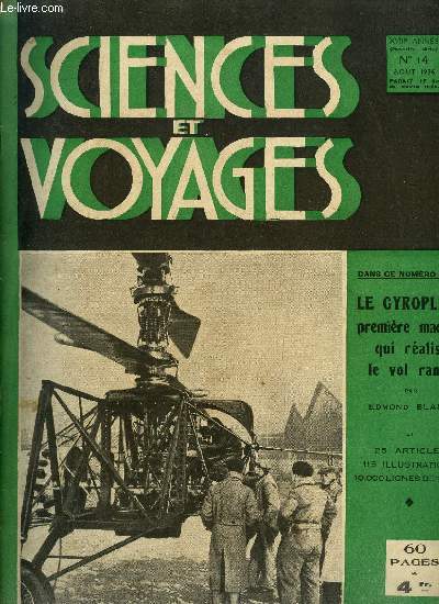 Sciences et voyages nouvelle srie n 14 - Grace aux ballons a cable, la grande peur des bombardements ariens est aujourd'hui sans objet, Pourra-t-on climatiser Paris a l'aide d'une rivire souterraine ?, Le vol ram ralis par le nouveau gyroplane