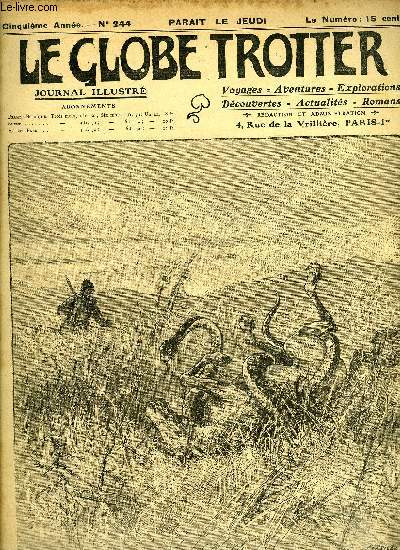 Le globe trotter n 244 - Un sport nouveau - Louis de Rougemont et sa tortue de mer par S.V, Le forban, chapitre VIII par E. Istivie, Une aventure de chasse en Sibrie, cheval conte serpent par B. de Zenzinoff, La mauritanie et ses habitants, le globe