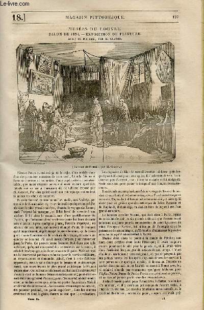 LE MAGASIN PITTORESQUE - Livraison n018 - Muses du Louvre - salon de 1854 - Exposition de peinture - Mort du poussin par Granet.