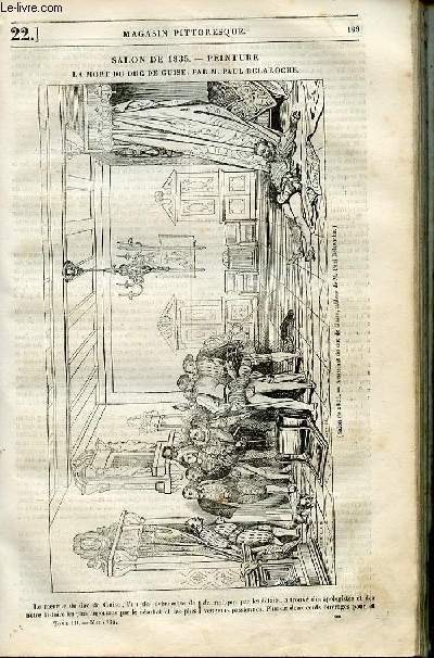 LE MAGASIN PITTORESQUE - Livraison n022 - Salon de 1835 - Peinture - La mort du duc de Guise par Paul Delaroche.