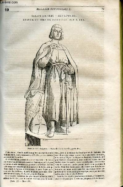 LE MAGASIN PITTORESQUE - Livraison n°010 - Salon de 1836 - Sculpture - Statue du Sire de Joinville par Bra.