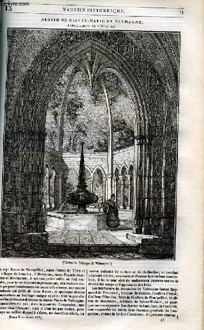 LE MAGASIN PITTORESQUE - Livraison n°013 - Abbaye de Sainte Marie de valmagne (Hérault).