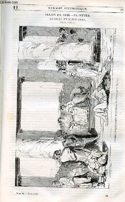 LE MAGASIN PITTORESQUE - Livraison n011 - Salon de 1838 - Peinture - Antoine et Cloptre par Gigoux.