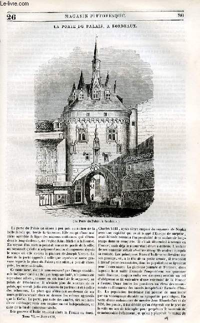 LE MAGASIN PITTORESQUE - Livraison n°026 - La orte du palais à Bordeaux.