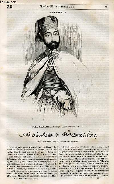 LE MAGASIN PITTORESQUE - Livraison n°036 - Mahmoud - Khan II, empereur des Ottomans.