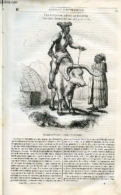 LE MAGASIN PITTORESQUE - Livraison n°006 - Les griquois, tribu africaine.