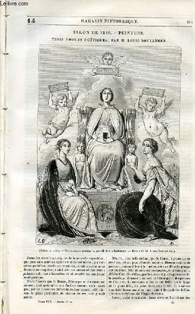 LE MAGASIN PITTORESQUE - Livraison n014 - Salon de 1840 - Peinture - Trois amours potiques par Louis Boulanger.