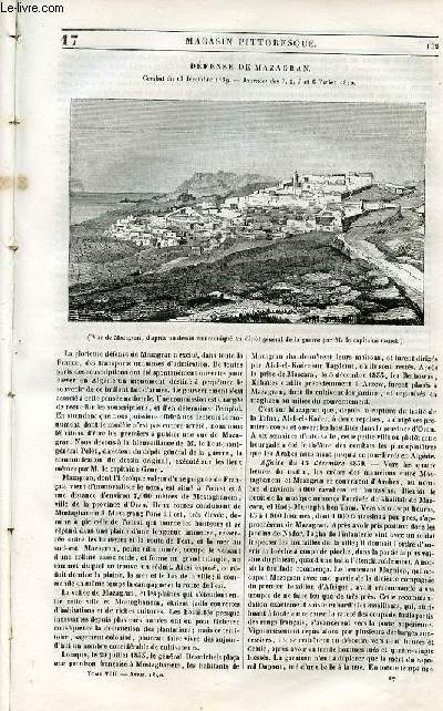 LE MAGASIN PITTORESQUE - Livraison n017 - Dfense de Mazagran - combat du 13 dcembre 1839 - journes des 3,4,5 et 6 fvrier 1840.