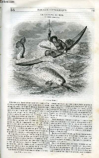 LE MAGASIN PITTORESQUE - Livraison n035 - La licorne de mer , narval des naturalistes.