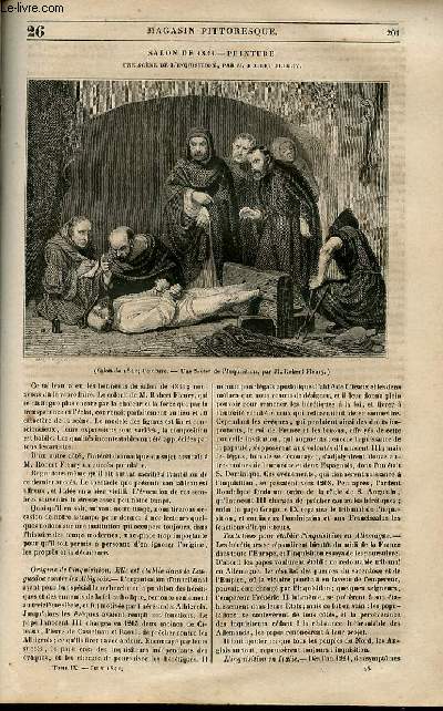 LE MAGASIN PITTORESQUE - Livraison n026 - Salon de 1841 - Peinture - Une scne de l'inquisition par Robert Fleury.