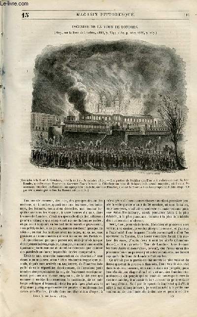 LE MAGASIN PITTORESQUE - Livraison n015 - Incendie de la Tour de Londres.