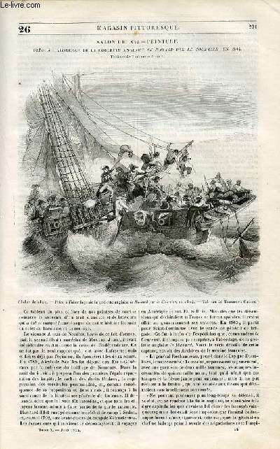 LE MAGASIN PITTORESQUE - Livraison n026 - Salon de 1842 - Peinture - Prise  l'abordage de la golette anglaise Le Hasard par le Courrier en 1804 par Thodore Cudin.