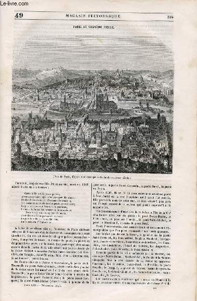 LE MAGASIN PITTORESQUE - Livraison n°049 - Paris au seizième siècle.