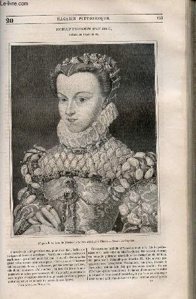 LE MAGASIN PITTORESQUE - Livraison n020 - Portrait d'Elisabeth d'AUtriche, femme de Charles IX.