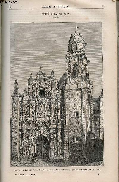 LE MAGASIN PITTORESQUE - Livraison n013 - L'glise de la Santissima  Mexico.