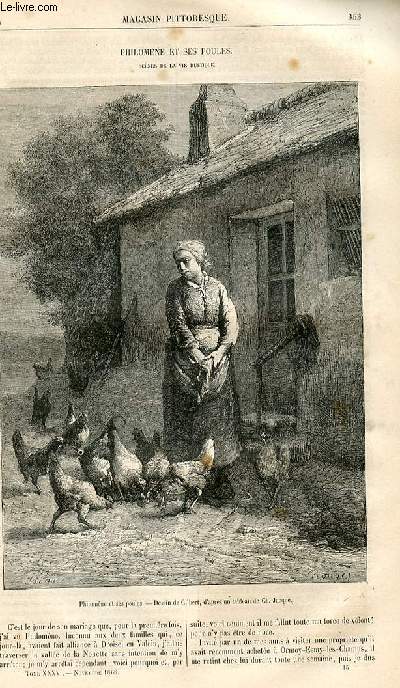 LE MAGASIN PITTORESQUE - Livraison n045 - Philomne et ses poules - scnes de la vie rustique.