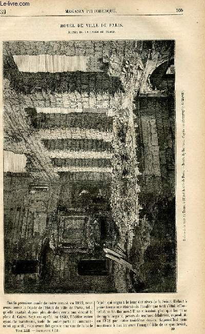 LE MAGASIN PITTORESQUE - Livraison n°39 - hôtel de ville de Paris - ruines de la salle du trône.