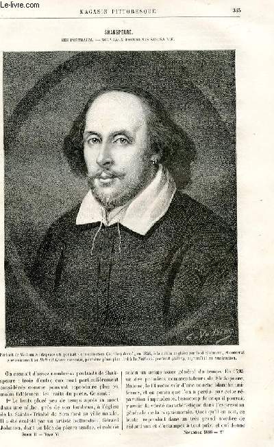 LE MAGASIN PITTORESQUE - Livraison n21 - Shakespeare - ses portraits, nouveaux documents sur sa vie par Charton,  suivre.