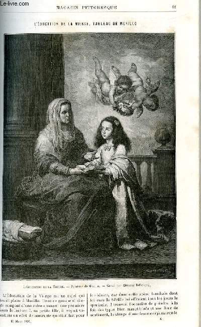 LE MAGASIN PITTORESQUE - Livraison n06 - L'ducation de la Vierge, tableau de Murillo.