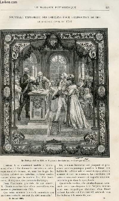 LE MAGASIN PITTORESQUE - Livraison n14 - Nouvelle tapisserie des Gobelins pour l'exposition de 1900 - Le amriage civil en 1792.