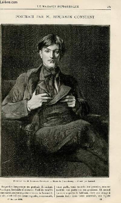 LE MAGASIN PITTORESQUE - Livraison n°14 - Portrait par Benjamin Constant .