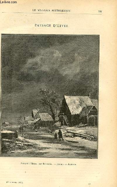 LE MAGASIN PITTORESQUE - Livraison n23 - Paysage d'hiver, tableau par Ruysdal grav par Jarraud.