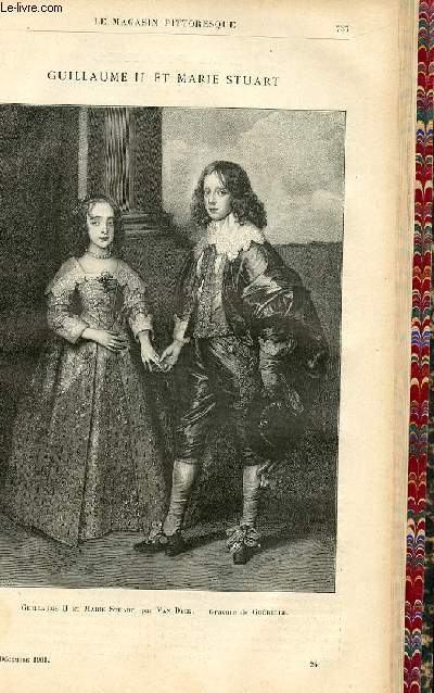 LE MAGASIN PITTORESQUE - Livraison n24 - Guillaume II et Marie Stuart par Van Dyck, grav par Gurelle.