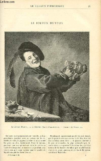 LE MAGASIN PITTORESQUE - Livraison n02 - Le joyeux buveur, tableau par J. Leister, grav par Smachtens.