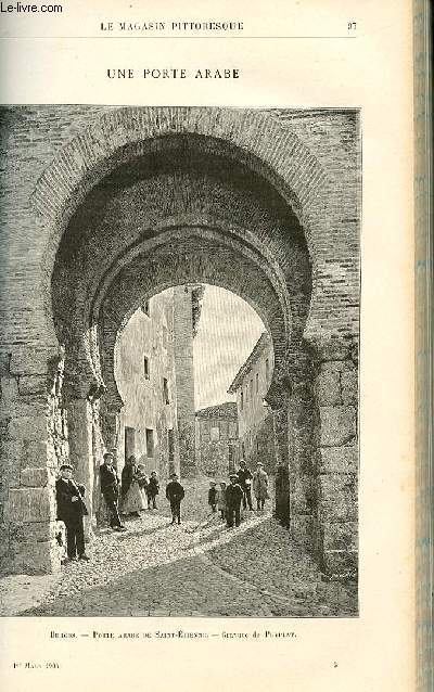 LE MAGASIN PITTORESQUE - Livraison n05 - Burogs - porte arabe de Saint Etienne , gravure par Puyplat.