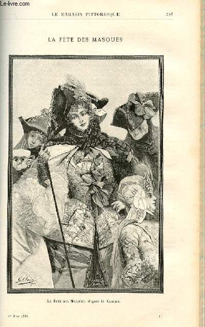 LE MAGASIN PITTORESQUE - Livraison n11 - La fte des masques d'aprs G. Clairin (gravure).