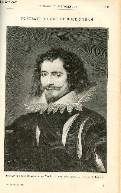 LE MAGASIN PITTORESQUE - Livraison n17 - Portrait du duc de Buckingham par Van Dyck, grav par Jarraud.