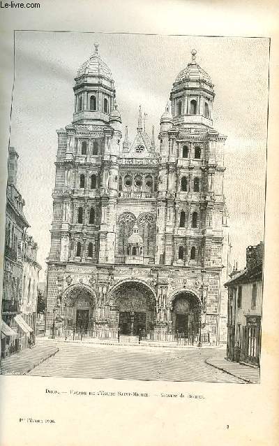 LE MAGASIN PITTORESQUE - Livraison n03 - Dijon - faade de l'glise Saint Michel , gravure par Bocher.