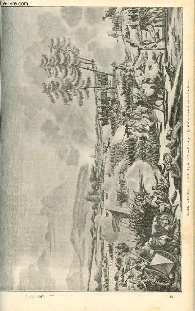 LE MAGASIN PITTORESQUE - Livraison n12 - Bataille de Friedland, livre le 14 juin 1807, grav par Pigeot d'aprs un dessin de Swebach.