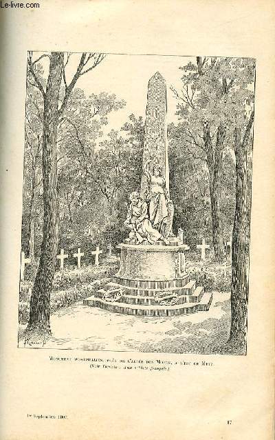 LE MAGASIN PITTORESQUE - Livraison n17 - Monument whestphalien, prs de l'alle des morts  l'est de Metz, gravure.