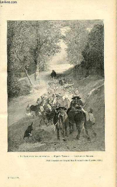LE MAGASIN PITTORESQUE - Livraison n05 - La rencontre des troupeaux d'aprs Troyon, gravure par Bocher.