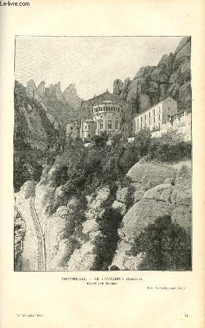 LE MAGASIN PITTORESQUE - Livraison n24 - Montserrat, le Camarin (extrieur) , gravure par Bocher.