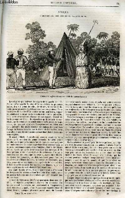 Le magasin universel - tome second - Livraison n31 - Afrique - Superstition des ngres de la Cote d'Or.