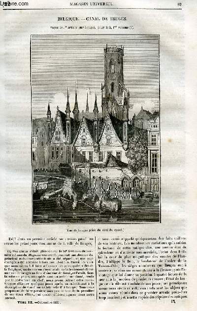 Le magasin universel - tome troisime - Livraison n12 - Belgique - Canal de Bruges .